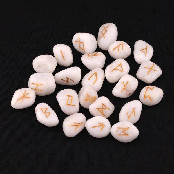 White Agate Tumbled Runes - Healing Crystals India