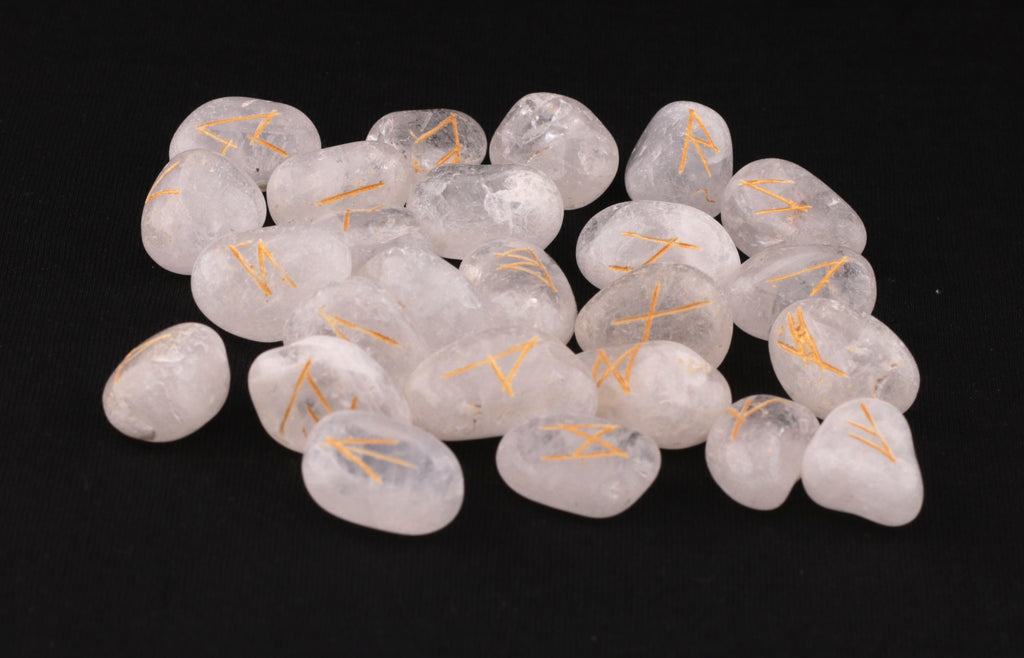 Buy Natural Crystal Quartz Tumbled Rune Set