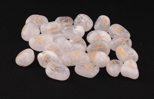 Buy Natural Crystal Quartz Tumbled Rune Set