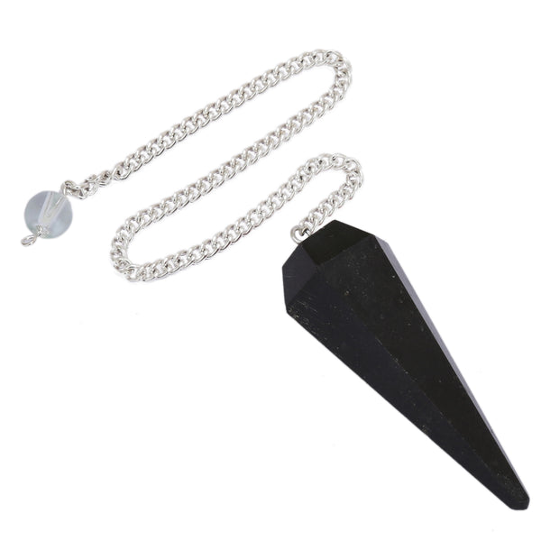 Buy Natural Black Tourmaline 6 Faceted Pendulum