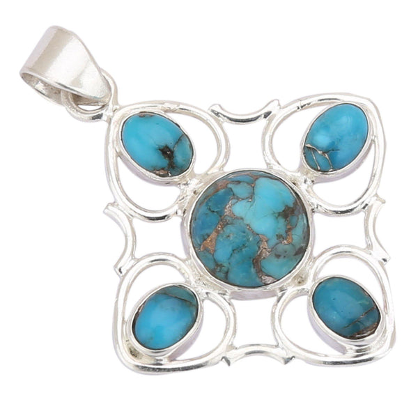 Turquoise 925 Sterling Silver Pendant - Healing Crystals India