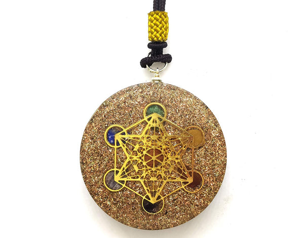 Seven Chakra Round Orgone Pendant - Healing Crystals India