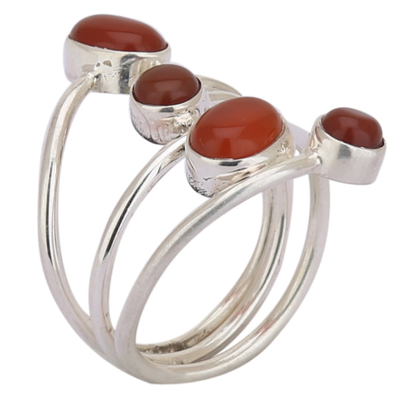 Buy Carnelian Four Stone 925 Sterling Silver Ring