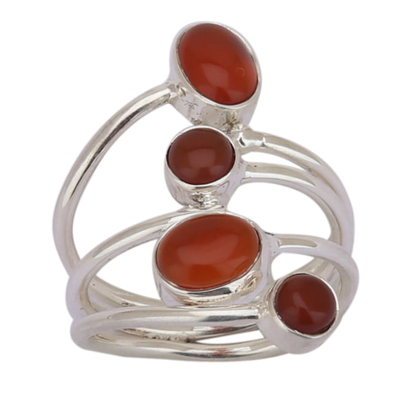 Buy Carnelian Four Stone 925 Sterling Silver Ring
