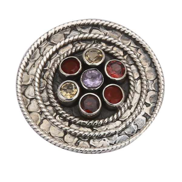 Round Oxidized 925 Silver Ring - Healing Crystals India