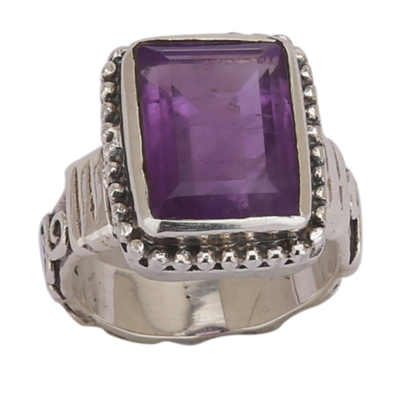Amethyst Sterling Silver Ring - Healing Crystals India