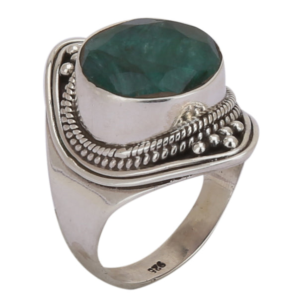 Green Jade 925 Silver Ring - Healing Crystals India