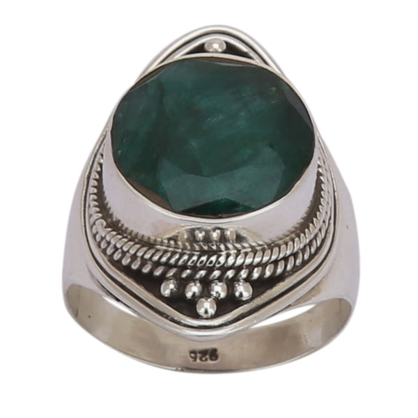 Green Jade 925 Silver Ring - Healing Crystals India