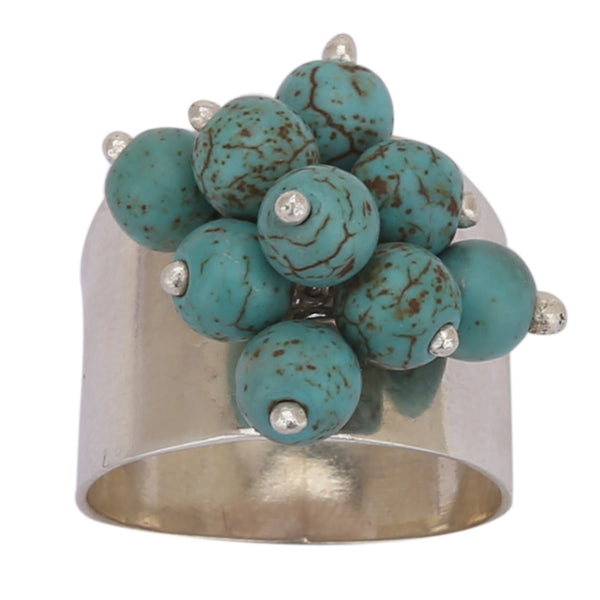Green Turquoise Silver Ring - Healing Crystals India
