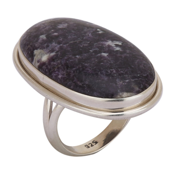 Charoite Oval Shape 925 Silver Ring - Healing Crystals India