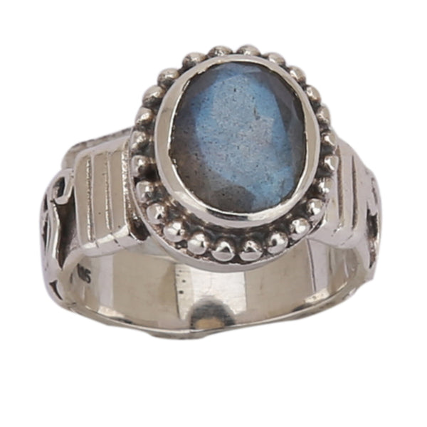 Labradorite Blue Flashy 925 Silver Ring - Healing Crystals India
