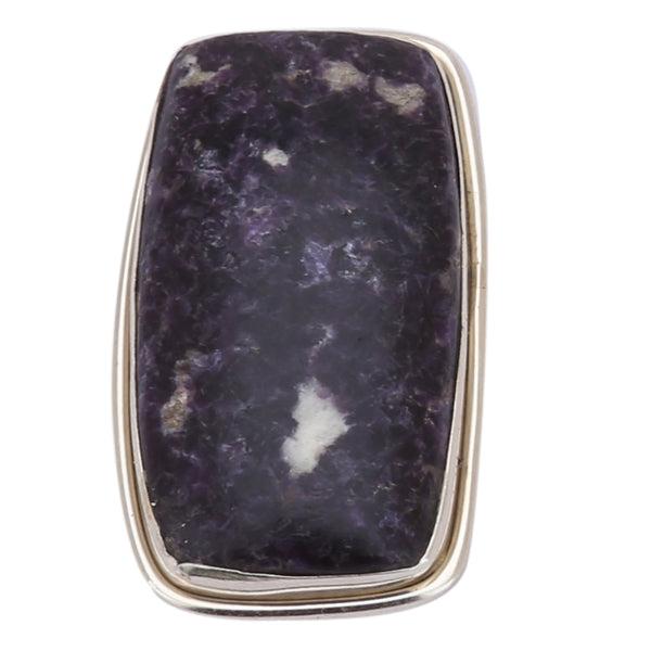 Charoite Rectangle Shape 925 Silver Ring - Healing Crystals India