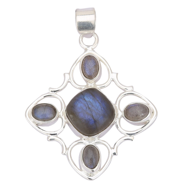 Labradorite Blue Flashy 925 Silver Pendant - Healing Crystals India