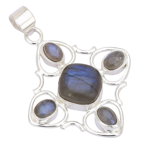 Labradorite Blue Flashy 925 Silver Pendant - Healing Crystals India