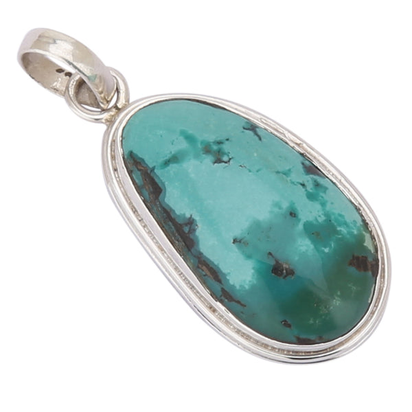 Blue Turquoise Silver Pendant - Healing Crystals India