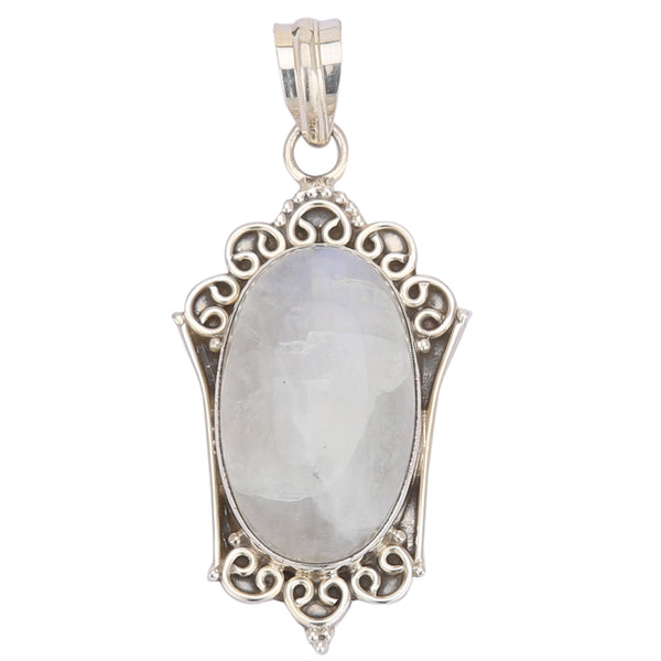Natural Rainbow Moonstone 925 Silver Turtle Shell Pendant -Style 2