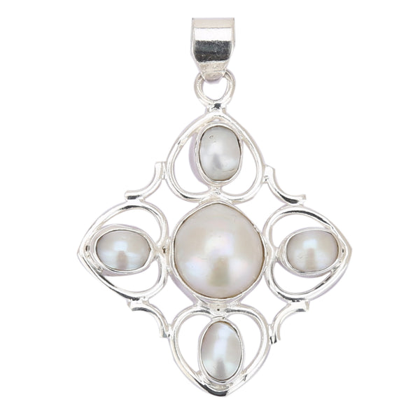 Buy Certified 925 Sterling Silver Victorian 5-Pearl Pendant