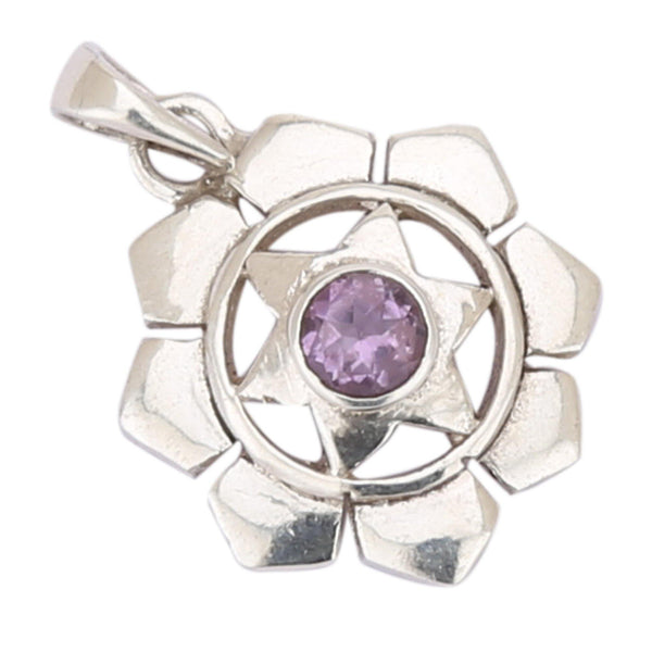 Amethyst 925 Sterling Silver Pendant - Healing Crystals India