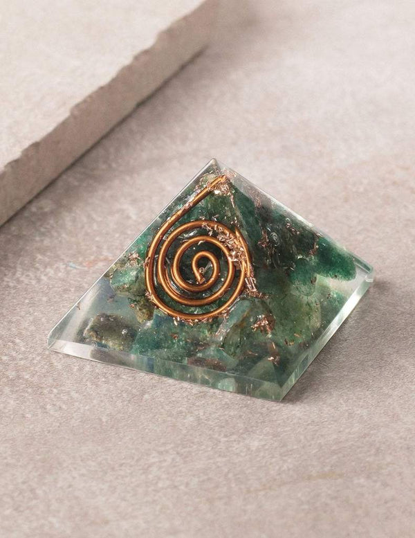 Green Aventurine Orgone Pyramid 1 Inches - Healing Crystals India
