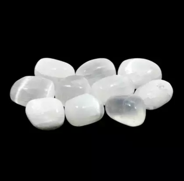 White Selenite Tumbled 5 Pieces - Healing Crystals India