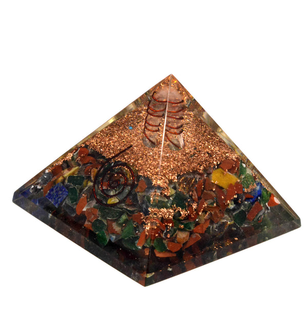 Seven Chakra Orgone Mix Pyramid 2 Inches - Healing Crystals India