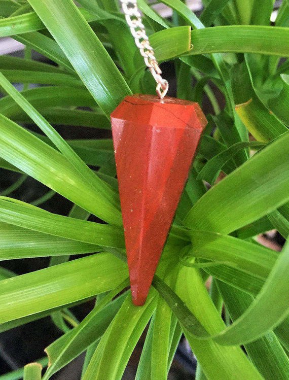 Buy Natural Red Jasper 6 Faceted Pendulum Crystal