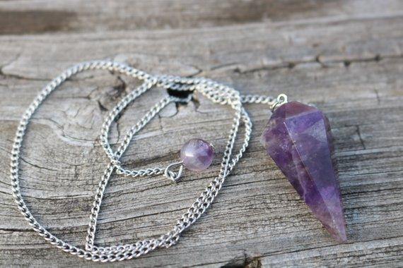 Amethyst 6 Faceted Pendulum - Healing Crystals India