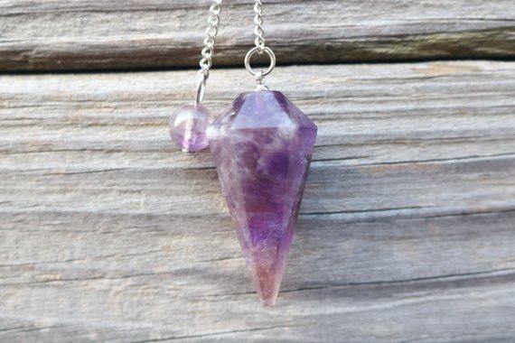 Amethyst 6 Faceted Pendulum - Healing Crystals India
