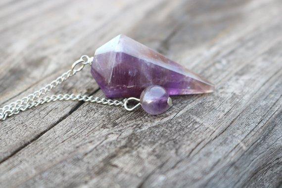 Amethyst 6 Faceted Pendulum - Healing Crystals India