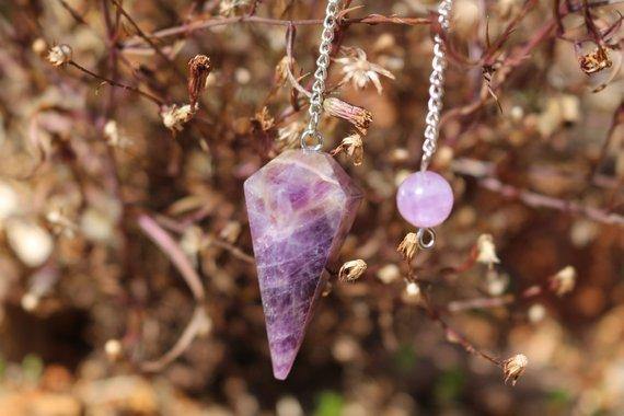 Amethyst 6 Faceted Pendulum - Healing Crystals India