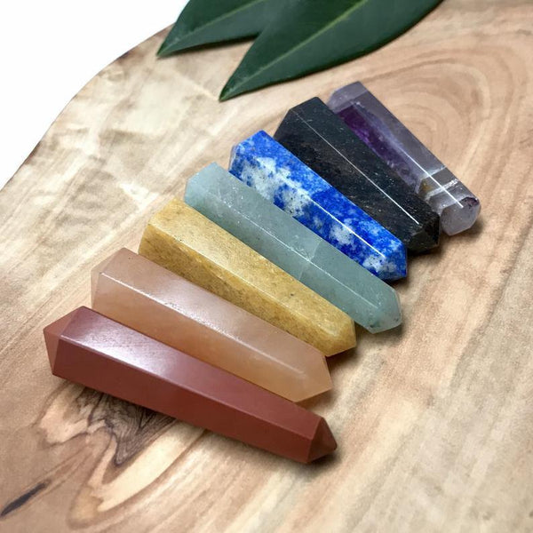 Seven Chakra Double Terminated Wand Set 1 Inches - Healing Crystals India