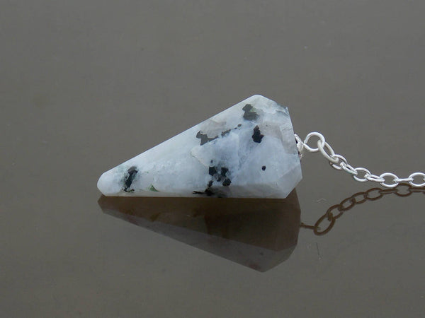 Buy Natural Rainbow Moonstone 6 Faceted Pendulum