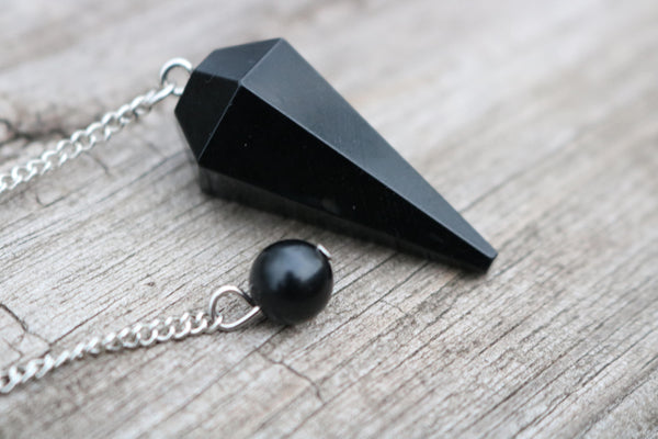 Buy Natural Black Tourmaline 6 Faceted Pendulum