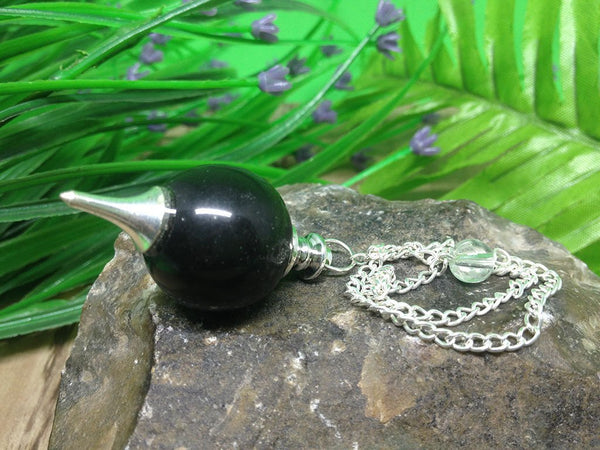 Black Tourmaline Ball Pendulum - Healing Crystals India