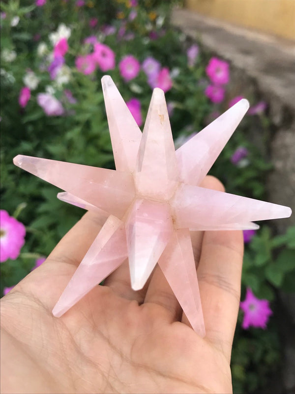 Rose Quartz 12 Point Merkaba - Healing Crystals India