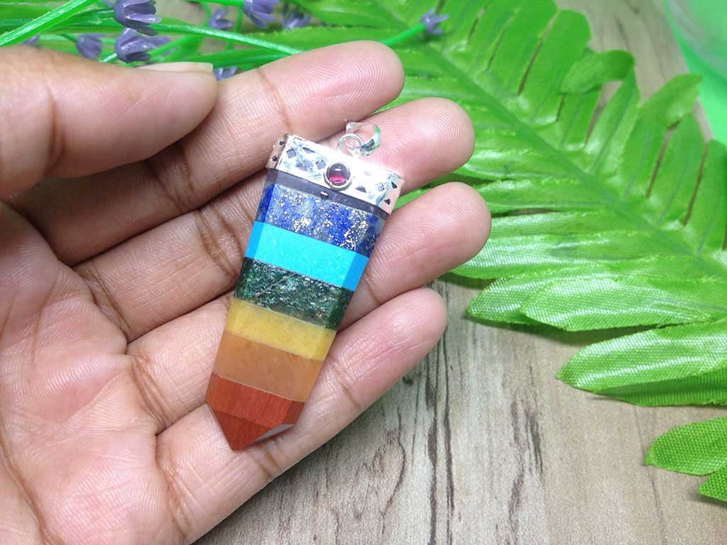Seven Chakra Flat Pendant - Healing Crystals India