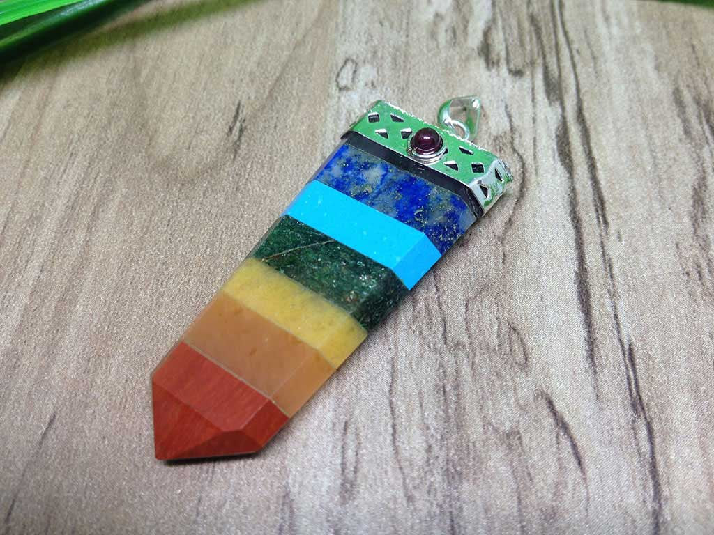 Seven Chakra Flat Pendant - Healing Crystals India