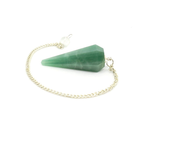 Green Aventurine 6 Faceted Pendulum - Healing Crystals India