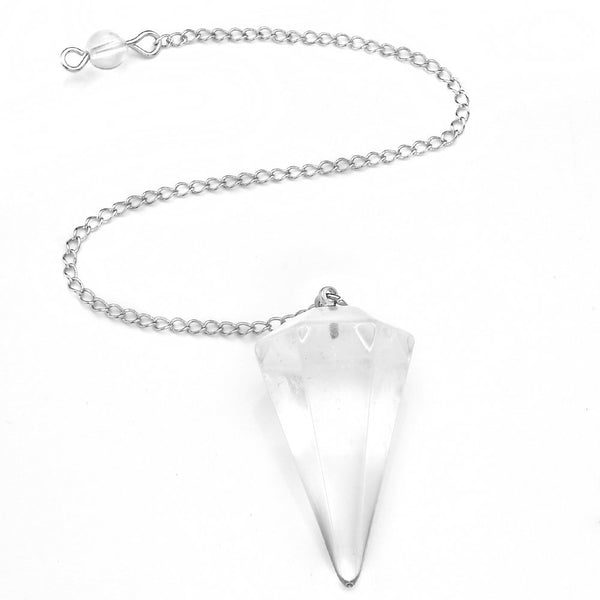Crystal Quartz 6 Faceted Pendulum - Healing Crystals India