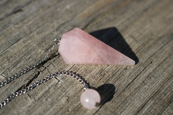 Rose Quartz 6 Faceted Pendulam - Healing Crystals India
