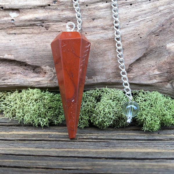 Buy Natural Red Jasper 6 Faceted Pendulum Crystal