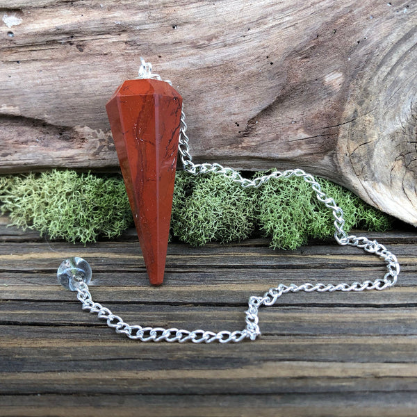 Buy Natural Red Jasper 6 Faceted Pendulum Crystal