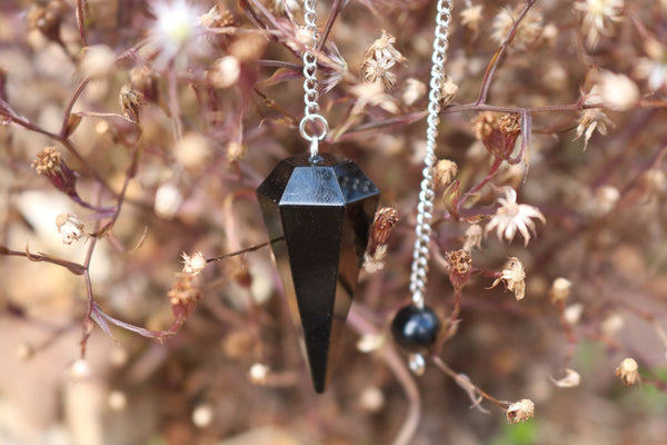 Buy Natural Black Tourmaline 6 Faceted Pendulum