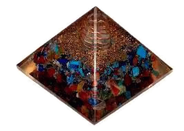 Seven Chakra Orgone Mix Pyramid 2 Inches - Healing Crystals India