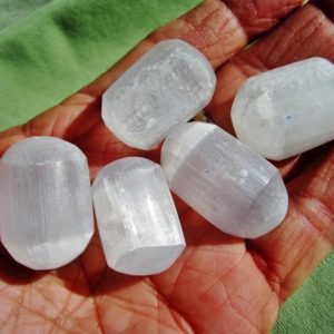 White Selenite Tumbled 3 Pieces - Healing Crystals India